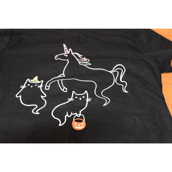 Cat & Jack S/S Graphic Tee, Halloween Print, Girl's Large 10/12, Unicorn, LN - Picture 1 of 4